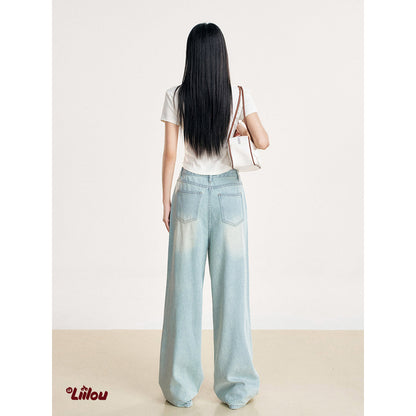 Liilou Distressed Raw Edge Split Wide-Leg Jeans