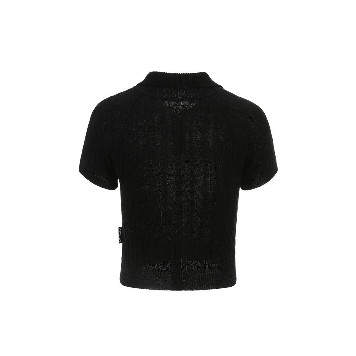 Via Pitti Logo Embroidery Button Knit Polo Top Black