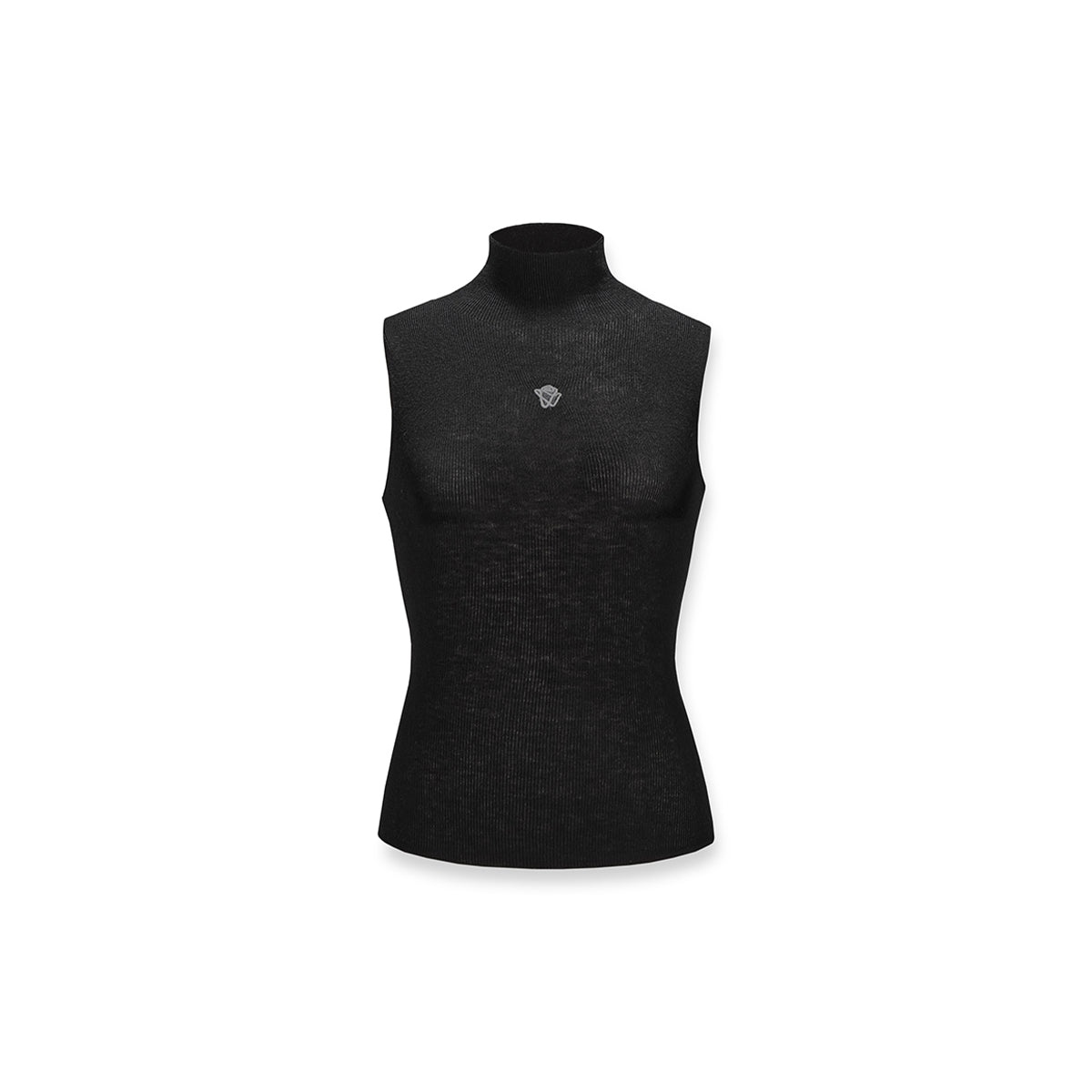 NotAwear Logo Embroidery Turtleneck Woolen Vest Black