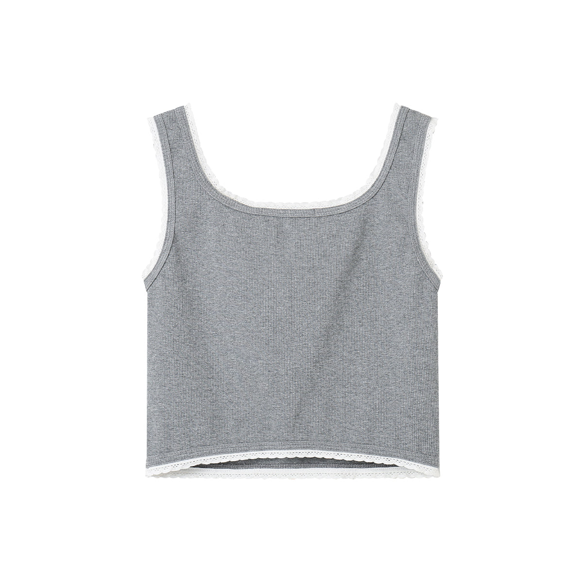 SomeSowe Lace Edge Rivet Knit Vest Gray