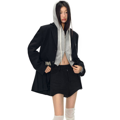 NotAwear Metal Logo Waist Belt Blazer Black