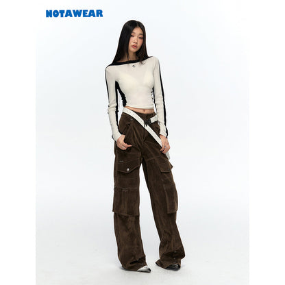 NotAwear Color Blocked Knit Woolen Slim Top White