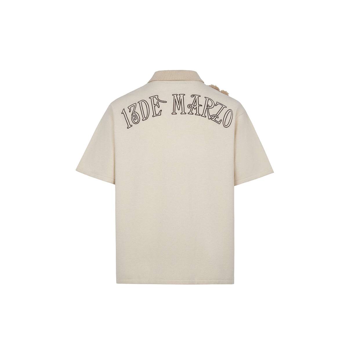 13De Marzo Bear Knit Patch T-shirt Beige