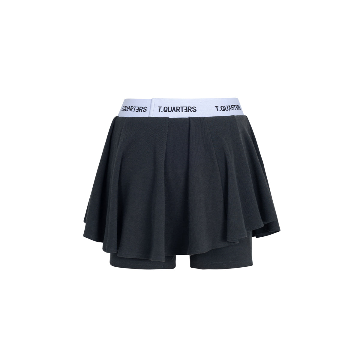 Three Quarters Contrast Ballet Knit Skirt Shorts Black