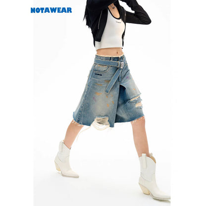 NotAwear Splashing Painting Destroyed Denim Shorts