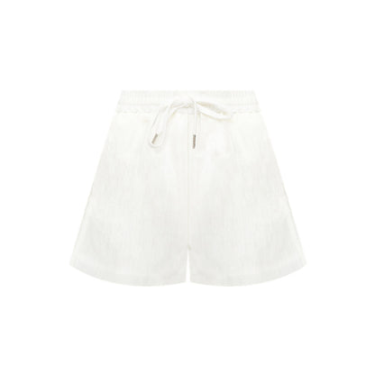 AsGony Lace Patchwork Casual Shorts White