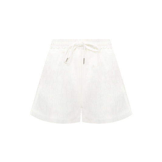 AsGony Lace Patchwork Casual Shorts White