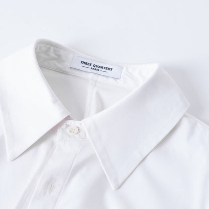 Three Quarters Logo Slim Fit Poplin Shirt White