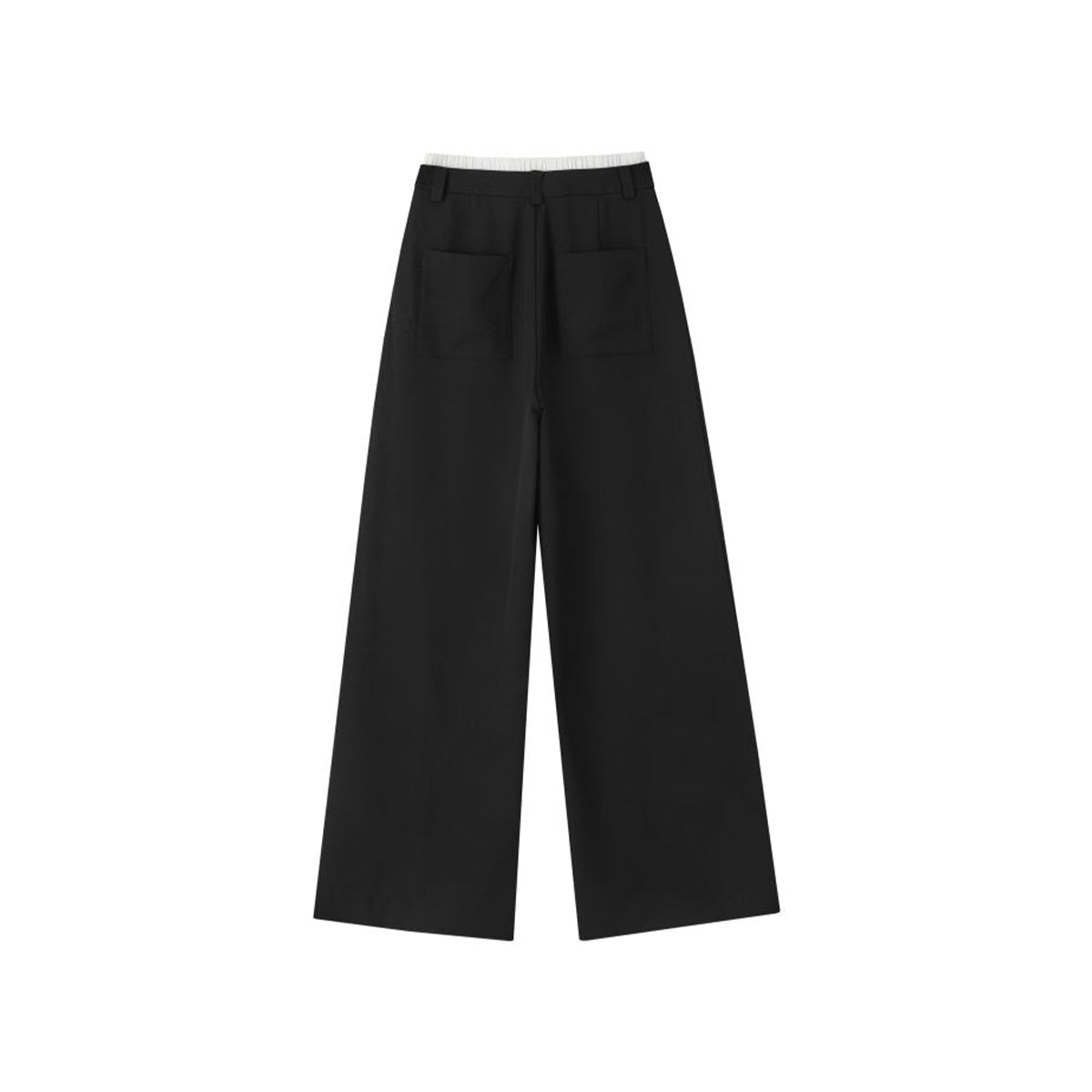 SomeSowe Contrast Color Stitching Wide-Leg Suit Pants Black