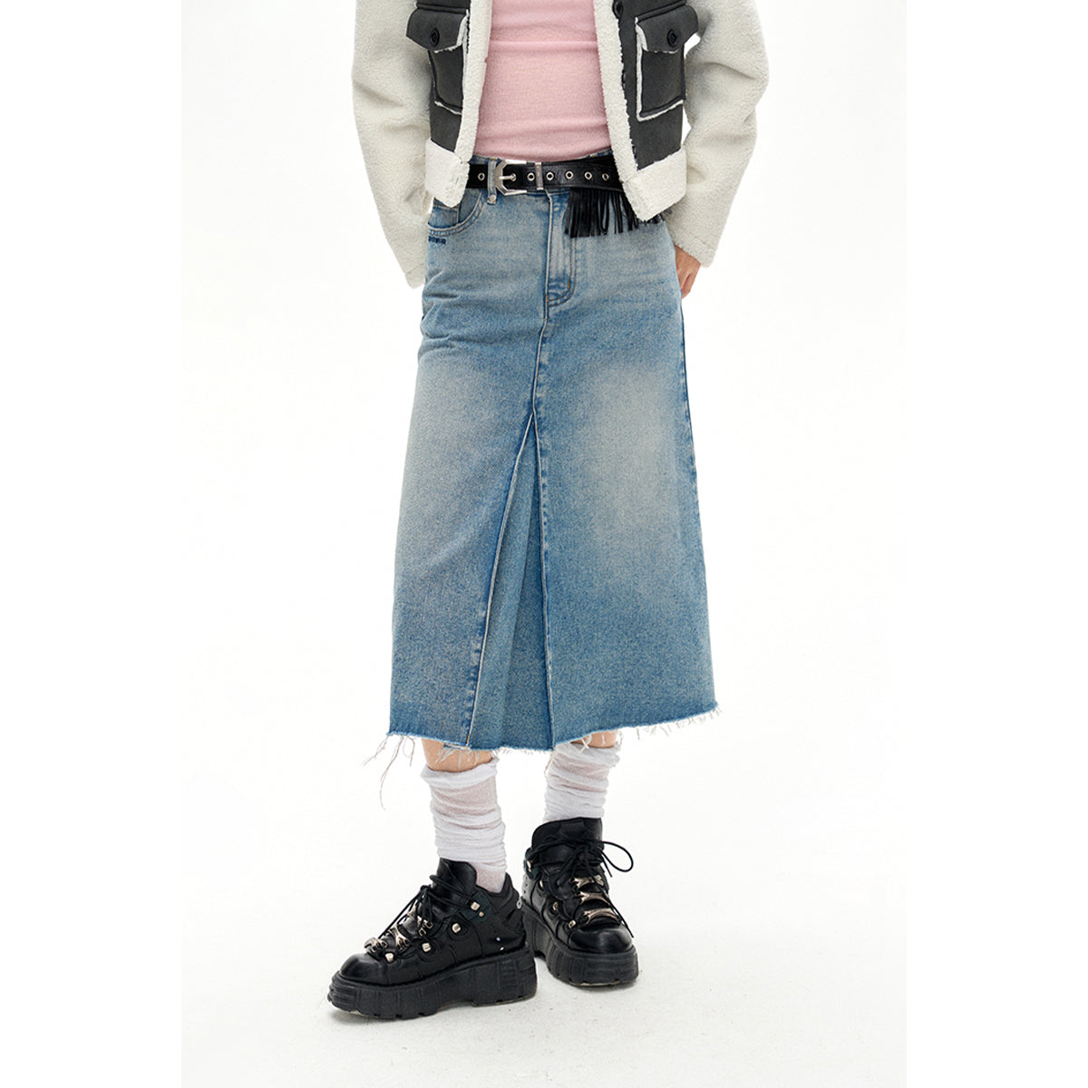 NotAwear Accordion Denim Long Skirt