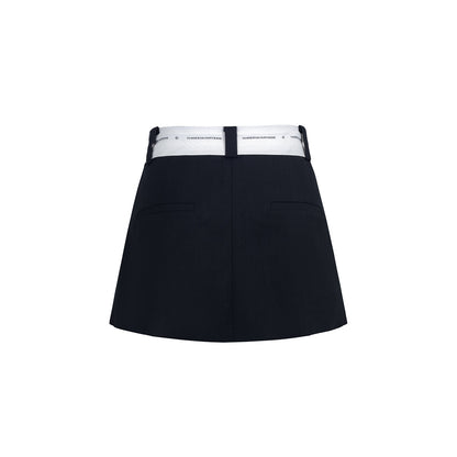 Three Quarters Silver Thread Contrast Skirt Shorts Black