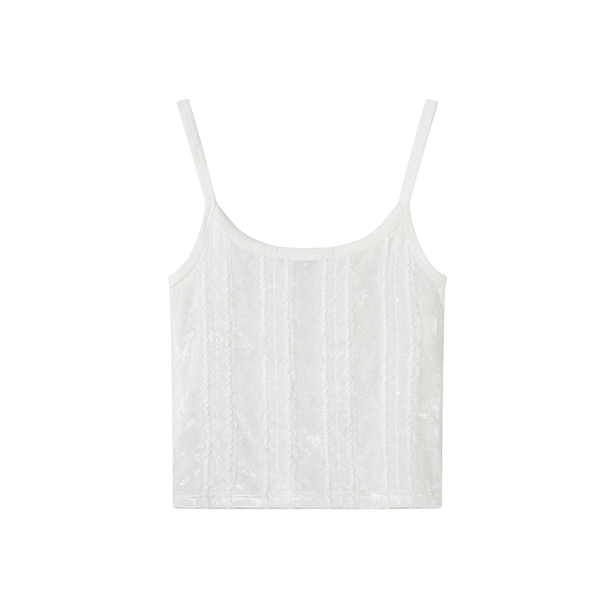 SomeSowe Bow Lace Textured Slip Vest White