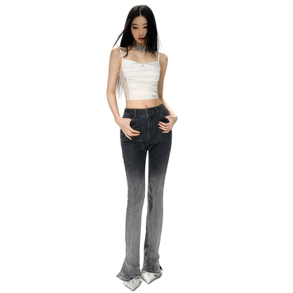 NotaWear Gradient Washed Split Cutting Flare Jeans