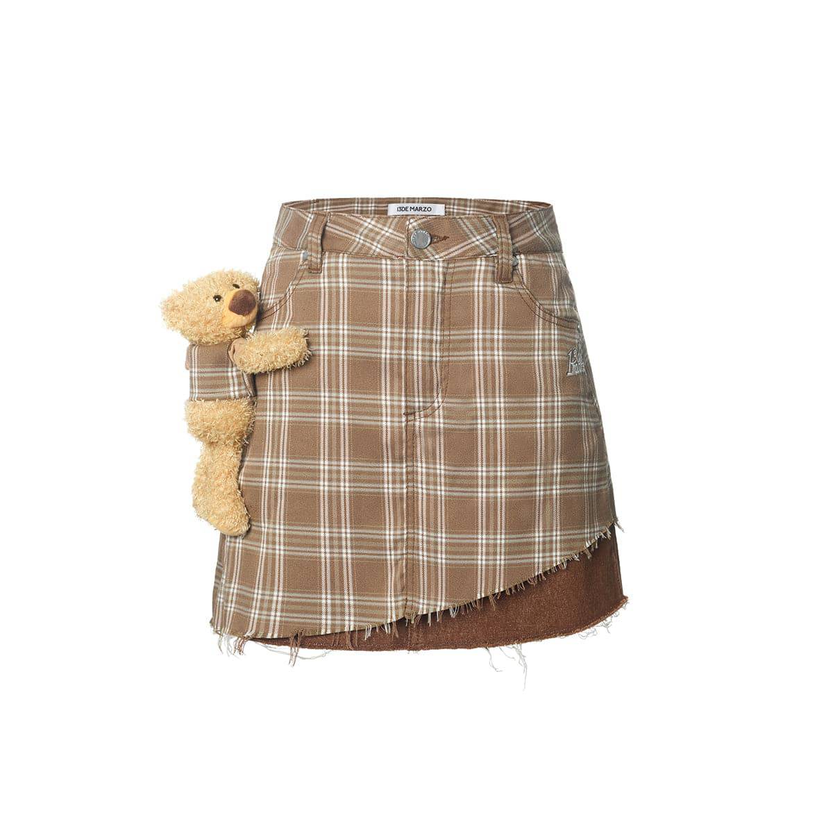 13De Marzo Doozoo Plaid Denim Skirt Brown