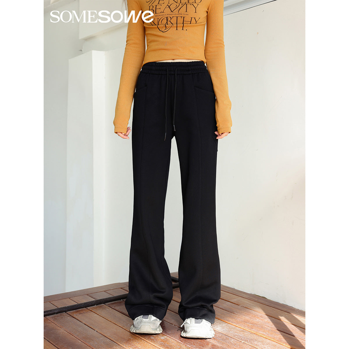 SomeSowe Cutting Casual Sweatpants Black