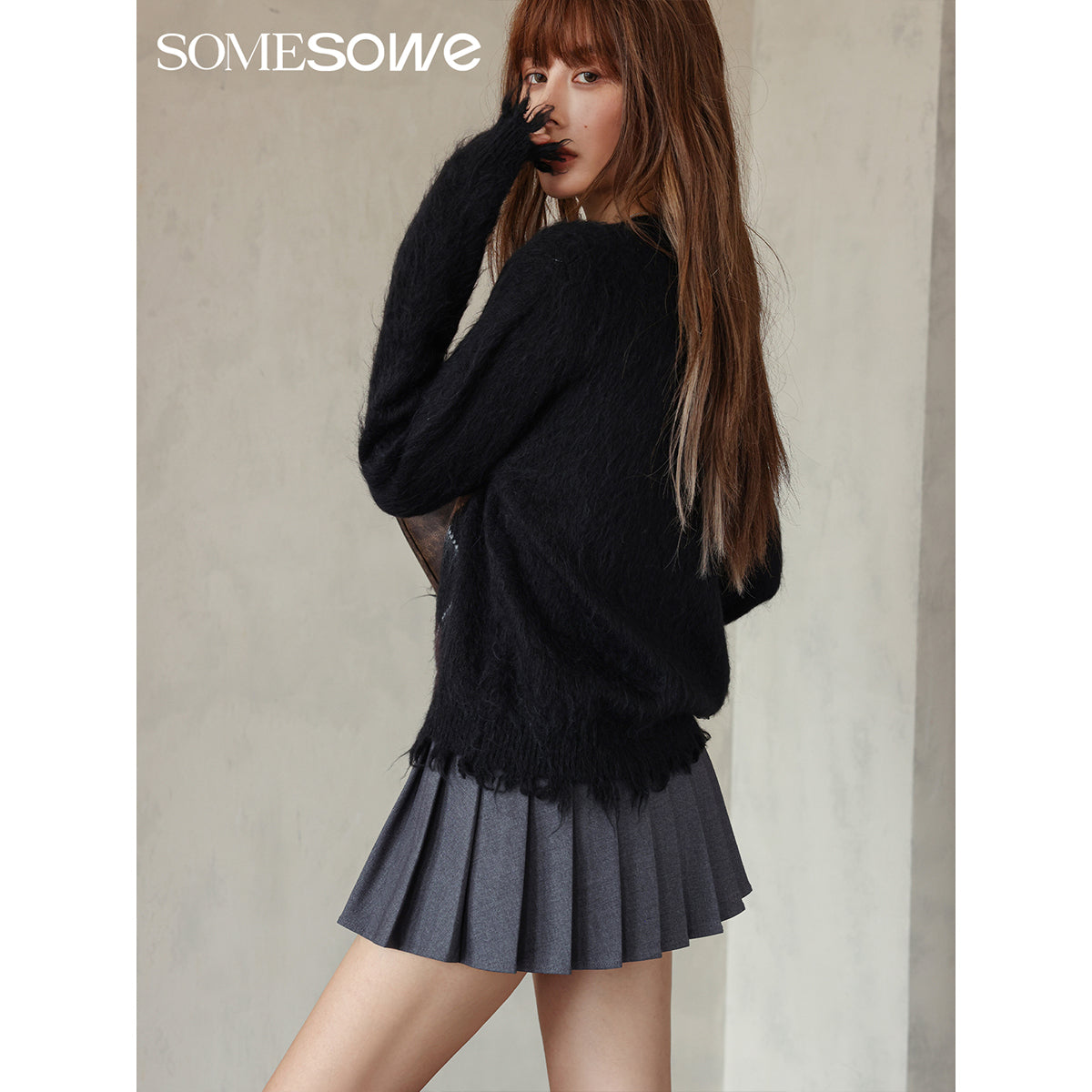 SomeSowe Color Blocked Destroy Tassel Knit Sweater