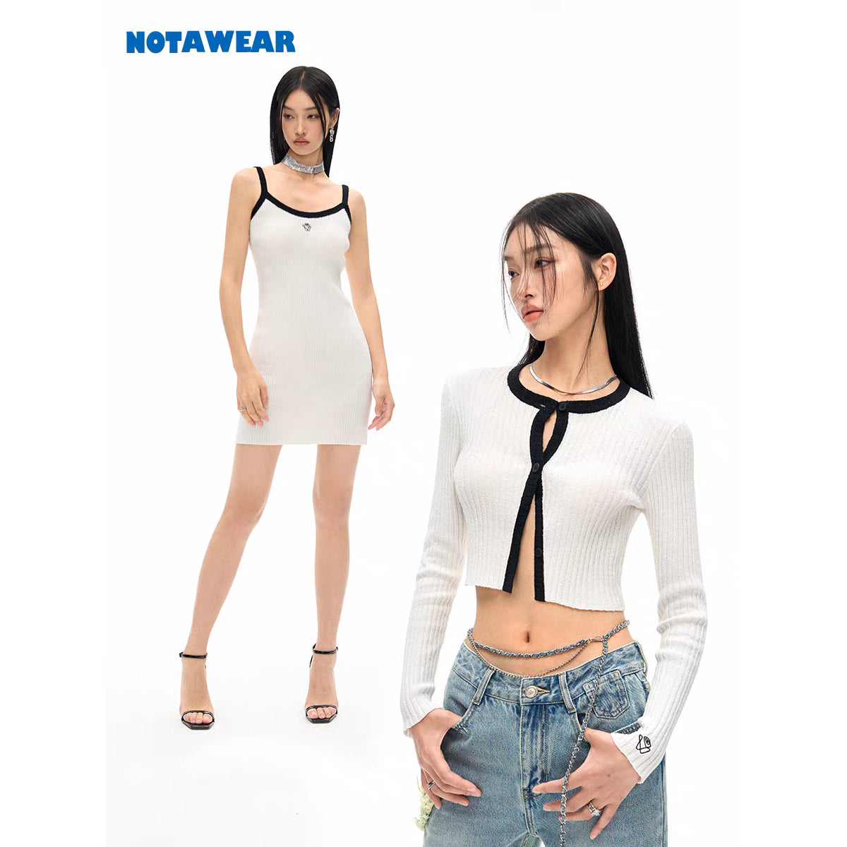 NotAwear Embroidery Logo Knit Dress White