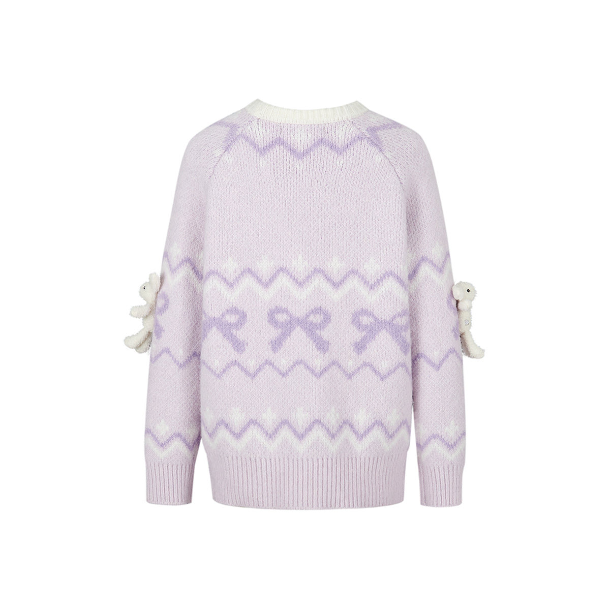 13De Marzo Fair Isle Jacquard Raglan Knit Sweater Purple