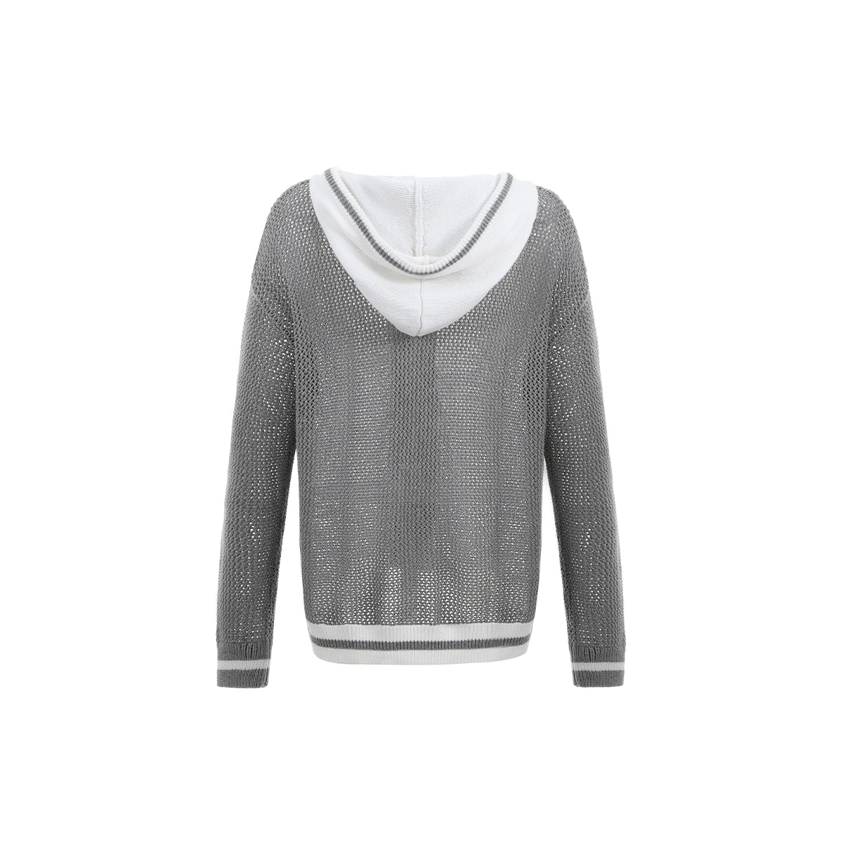 Via Pitti Color Blocked Knit Zip Hoddie Grey