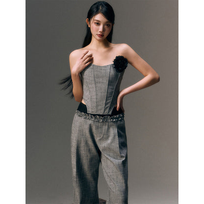 AGAM Double Waist Stringy Selvage Suit Pants Grey