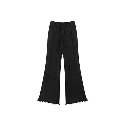 AsGony Cozy Destroy Edge Knit Oversized Pants - Mores Studio