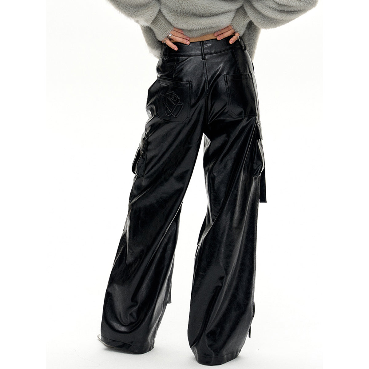 NotAwear Glossy Leather Cargo Pants Black