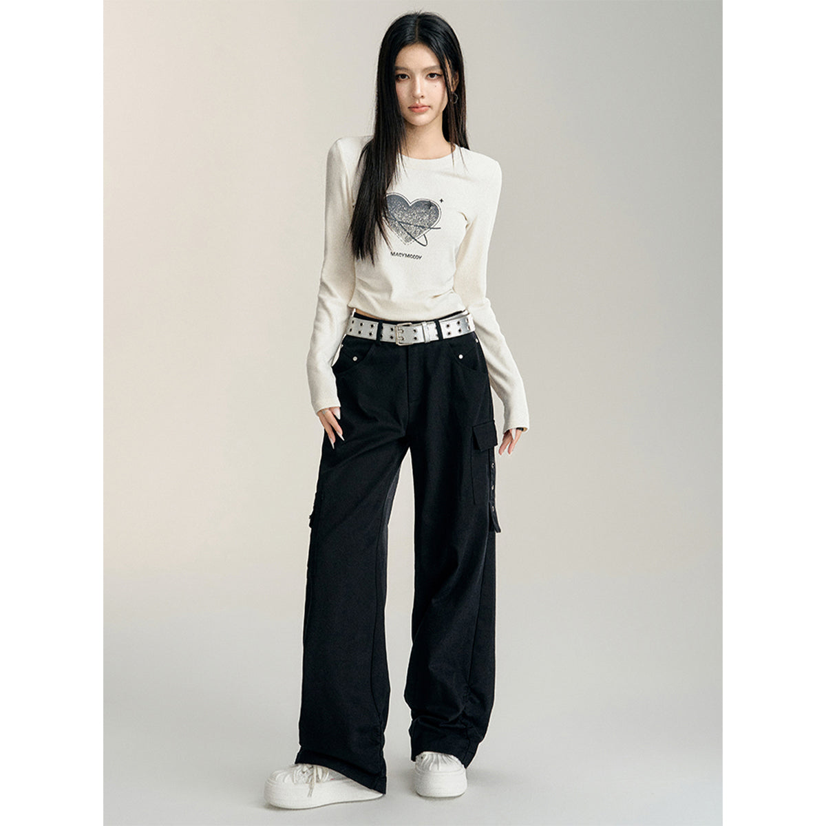 MacyMccoy Pleated Wide-Leg Cargo Pants Black