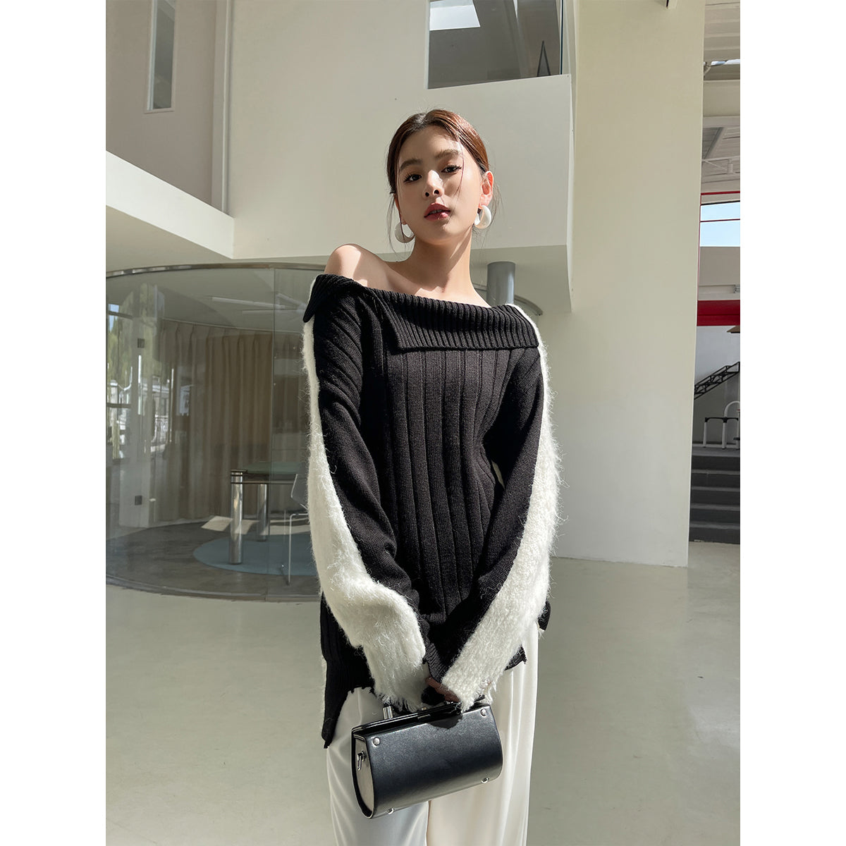 Rumia Florence Knitted Jumper Black And White