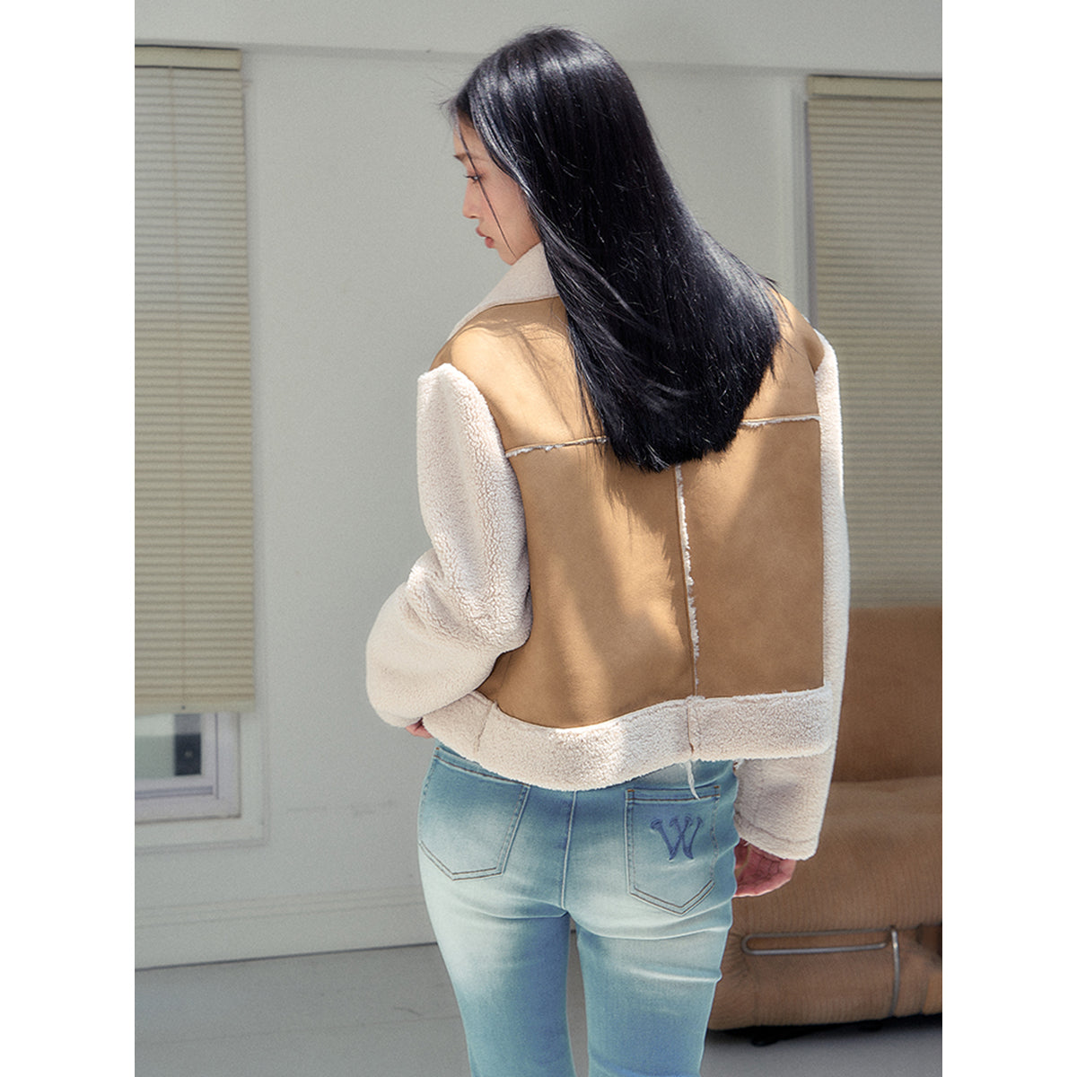 NotAwear Woolen Fleeced Leather Jacket Brown