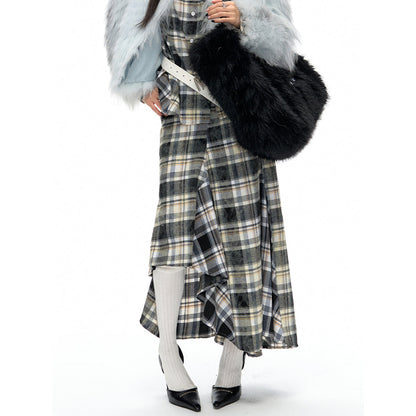 NotAwear Asymmetrical Snow Plaid A-Line Skirt