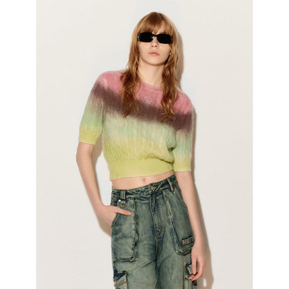 Fordare Fluffy Rainbow Knit Top