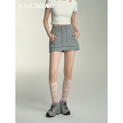 SomeSowe Kangaroo Pocket Short Skirt Grey