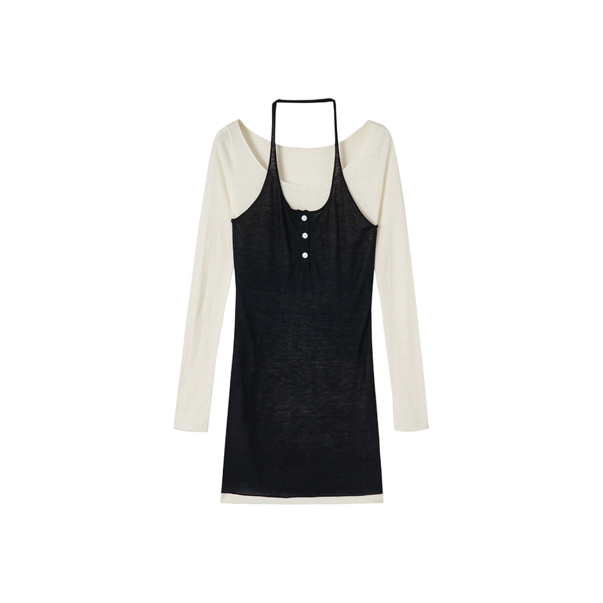 Via Pitti Color Blocked Halterneck Knit Dress Black