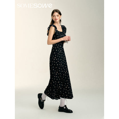 SomeSowe Lace Up Floral Long Dress