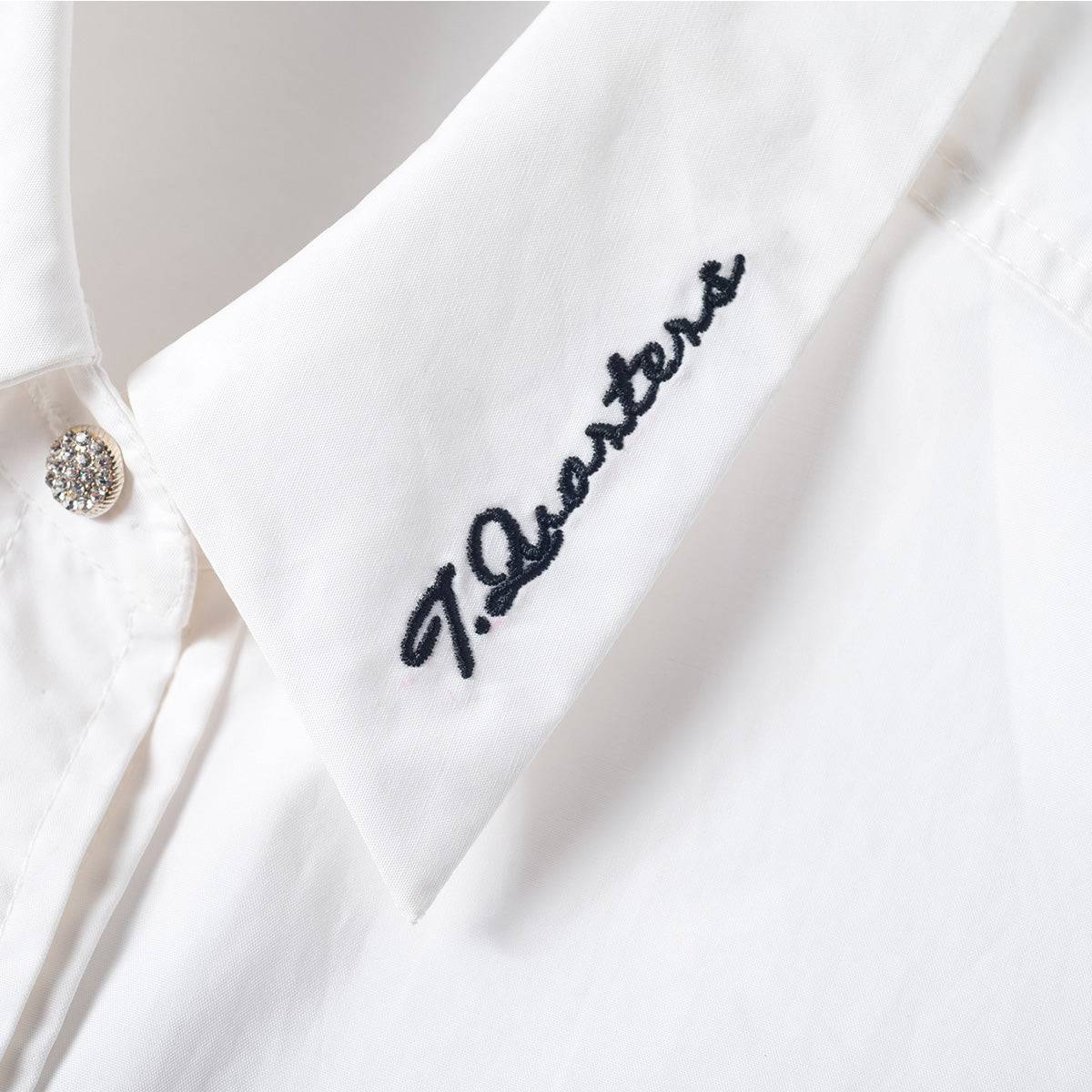 Three Quarters Logo Embroidery Shirt White