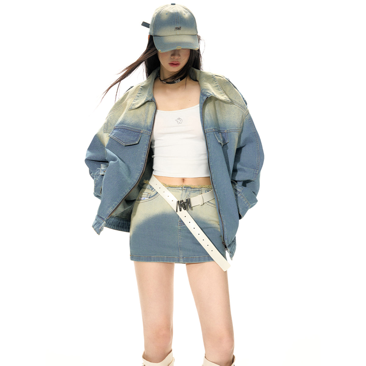 NotaWear Destroy Cutting Vintage Oversized Denim Jacket