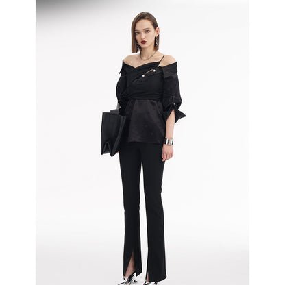 Cottia Fake-2-Piece Full C-Logo Shirt Top Black