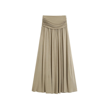 SomeSowe Heaped Ruffle Long Skirt Khaki