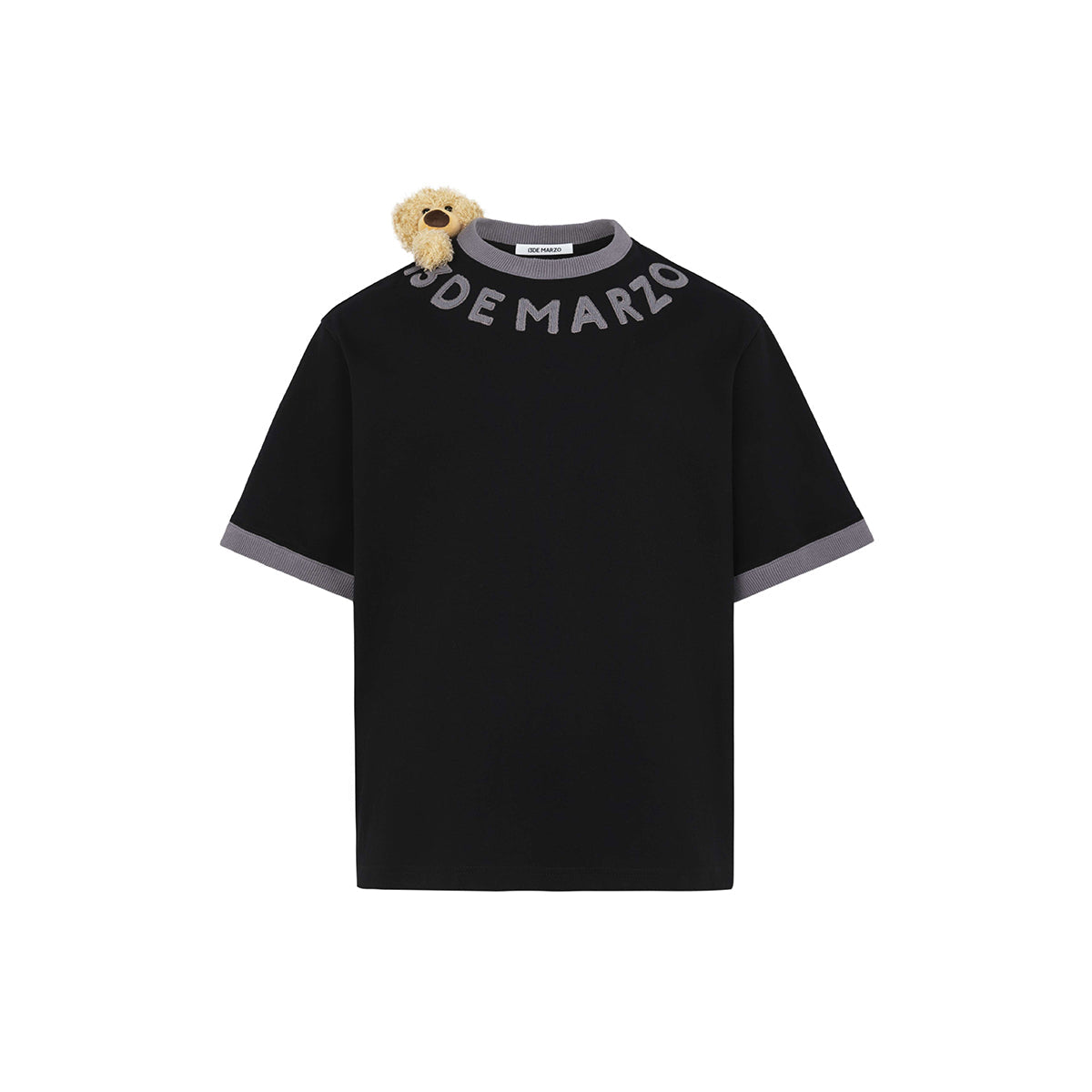 13De Marzo Round Neck Knit Logo T-Shirt Black