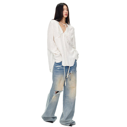 NotaWear Modern Cozy Wrinkled Oversize Shirt White