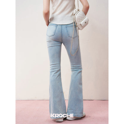 Kroche High Waist Washed Denim Flare Jeans