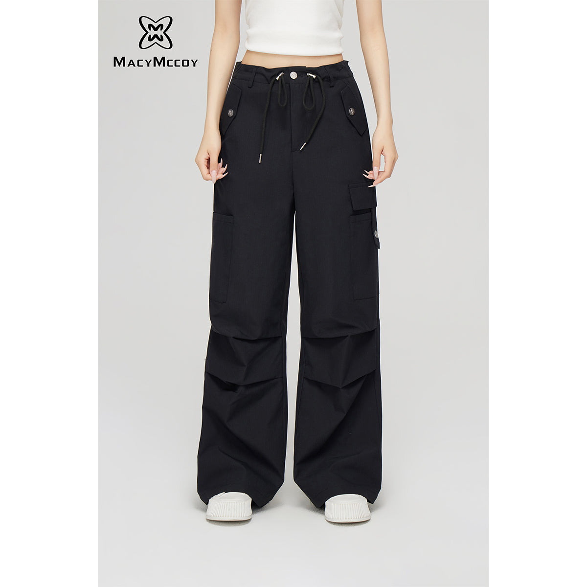 MacyMccoy Multi-Pockets Wide-Leg Cargo Pants