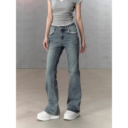 Via Pitti Lace Patchwork Flare Jeans