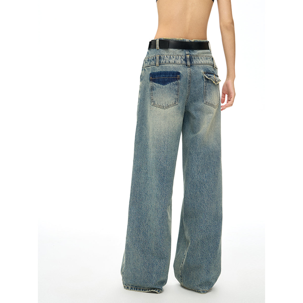 NotAwear Double Waist High Waist Straight-Leg Jeans