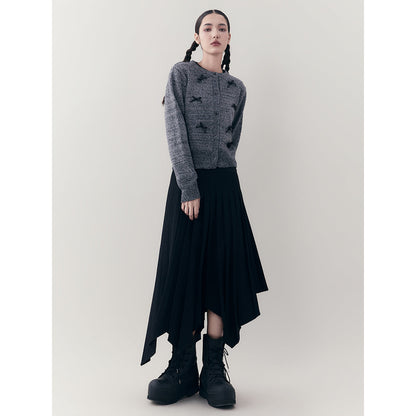 Anno Mundi Irregular Mid-Length Pleated Skirt Black