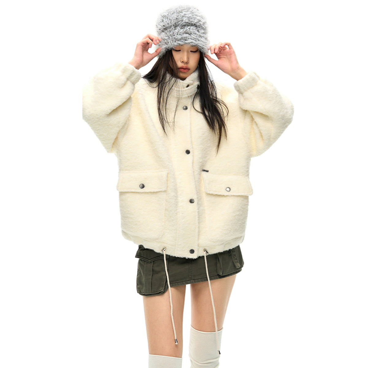 NotAwear Drawstring Fleeced Jacket White