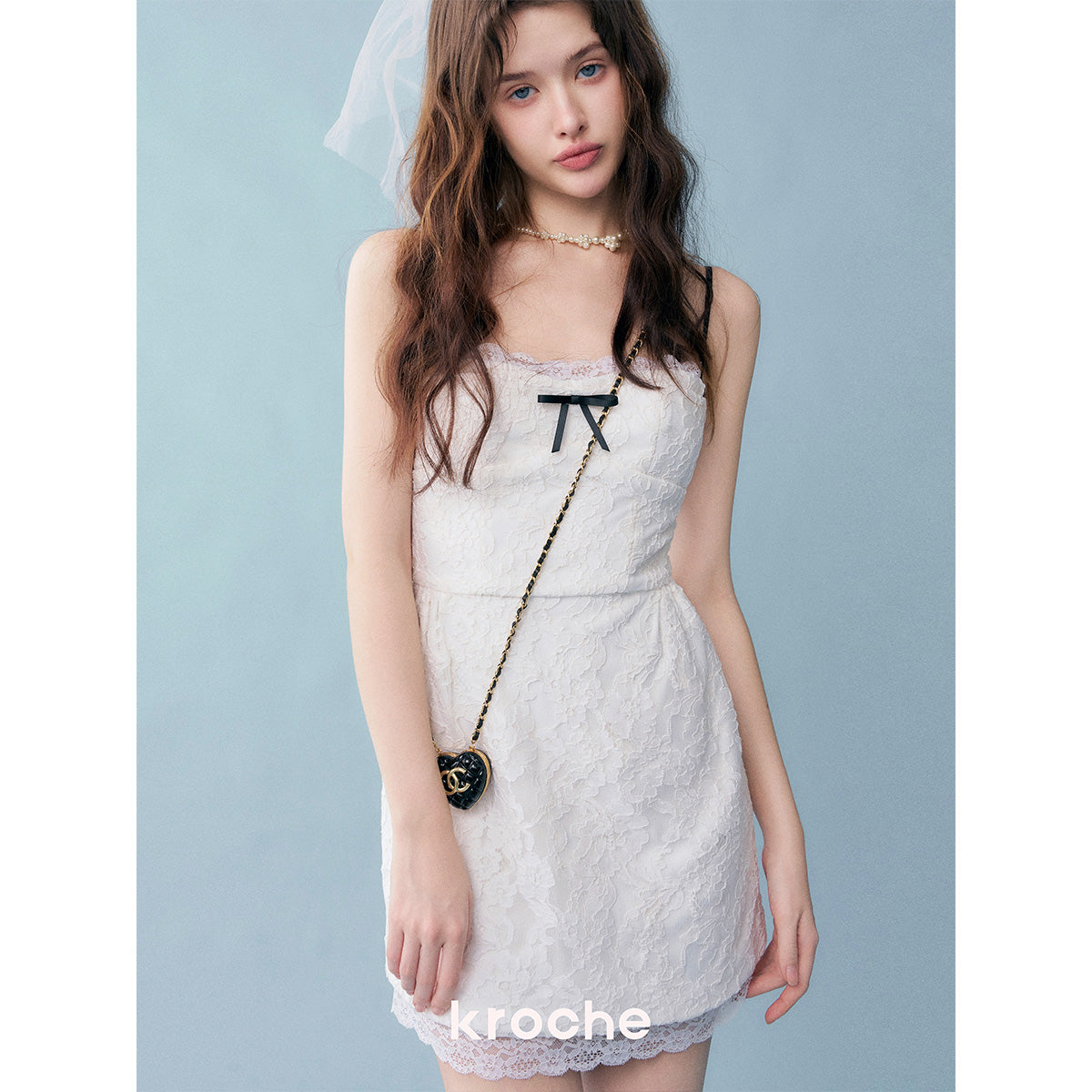 Kroche Bow Lace Patchwork Sling Dress