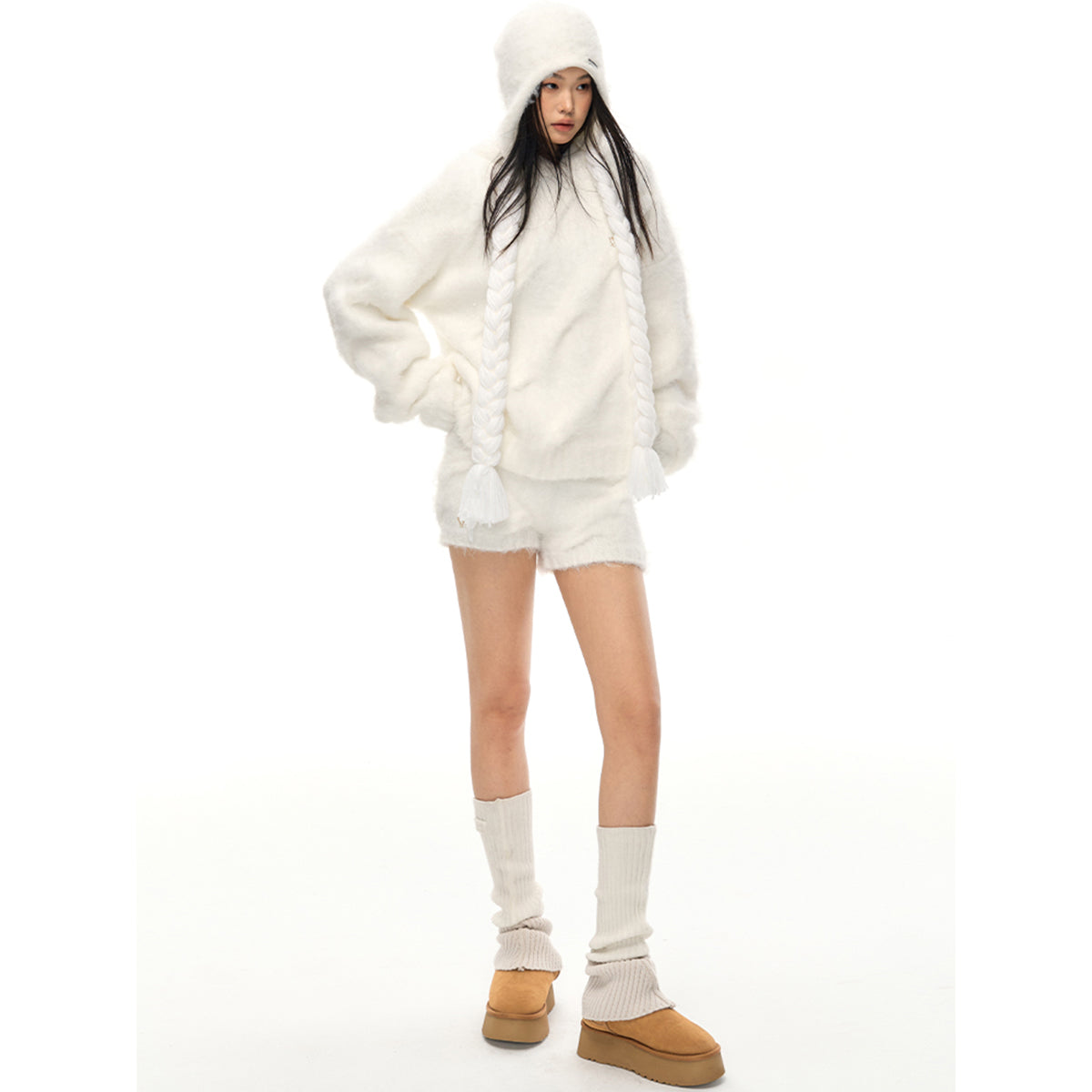 NotAwear Slouchy Hooded Fuzzy Woolen Sweater