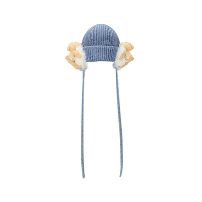 13De Marzo Plush Bear Detachable Earmuff Beanie Blue