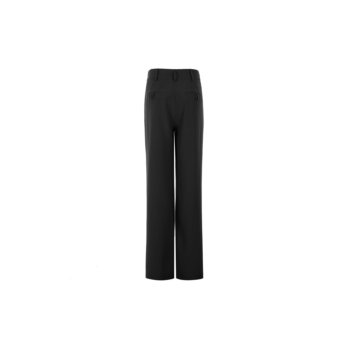 Three Quarters Waist Flap Straight-Leg Pants Black